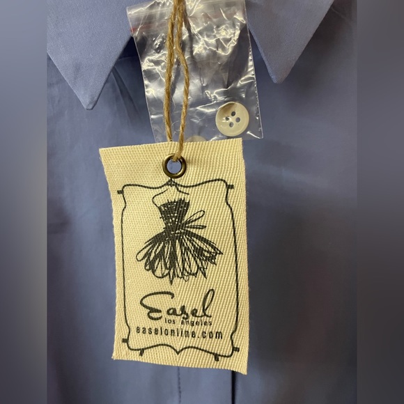 Easel Los Angeles Short Sleeve Button Down Poplin Shirt, blue, sizes s,m,l - Picture 5 of 6